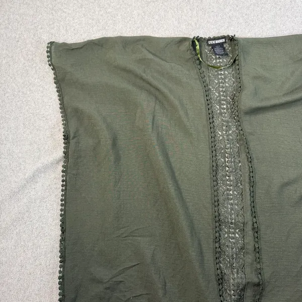 Steve Madden Women's OSFM Olive Green Kimono Cardigan Wrap Lace Trim Open - Image 5