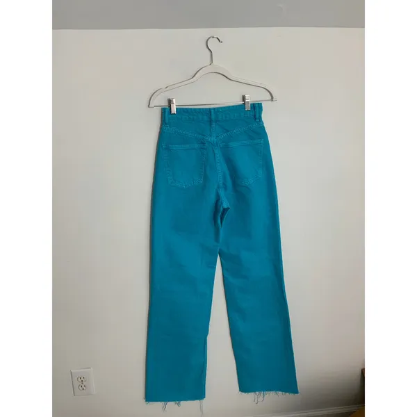 Zara‎ Wide Leg Blue Raw Hem Long Wide Leg pants size 2 - Image 5