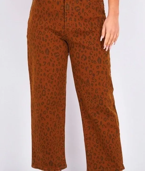 Universal Threads NWOT Brown Black Leopard Animal Print Straight Leg Jeans Ankle High Rise New - Image 2