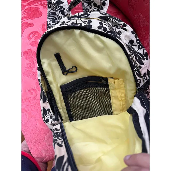 Kavu Black and White Floral Patterned Backpack - Image 6