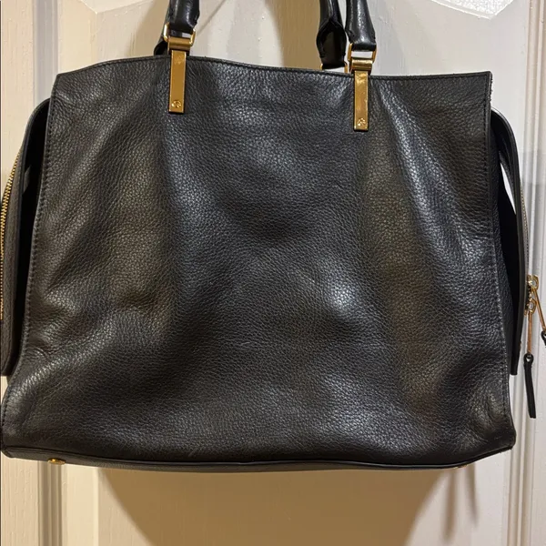 Kurt Geiger London Emma Tote Black Textured Leather Handbag Gold Toned Hardware - Image 6