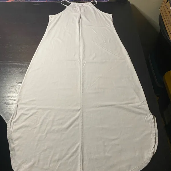 White Halter-Style Maxi Dress with Elastic Neckline - Image 6