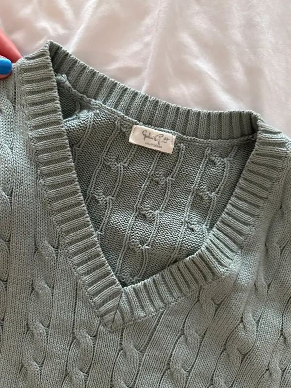 Brandy Melville Argyle Sweater Vest - Green - Image 3