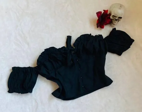 New s Petite Black Frill Detail Crop Blouse - Image 6