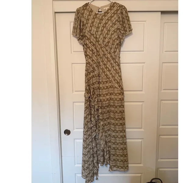 Bohme sz L Baevely AnimalPrint Ruffle Tiered Slit Maxi Dress Exotic Wild Evening - Image 6