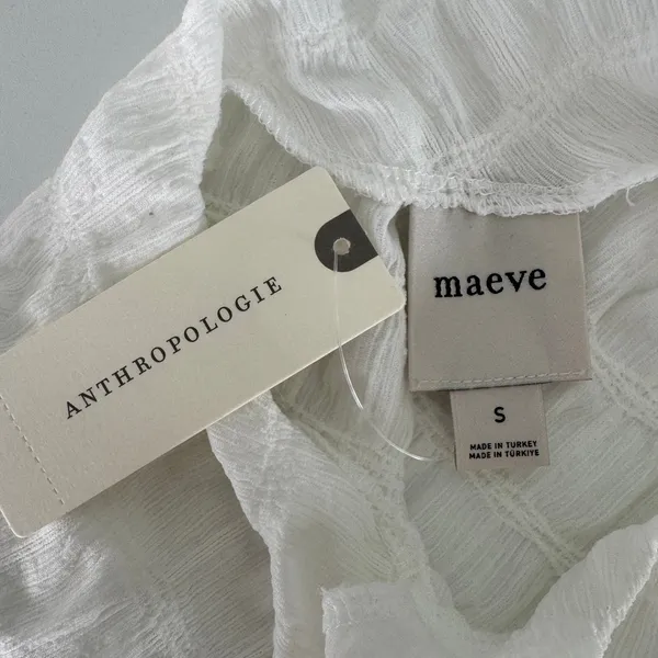 Anthropologie Maeve Asymmetric Textured Tank Small White Sleeveless Mock Neck - Image 9