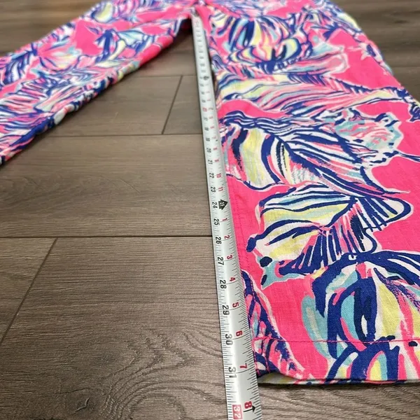 Lilly Pulitzer Galley Linen Pants Tiki Pink Cabana Crazed Linen Size 4 - Image 9