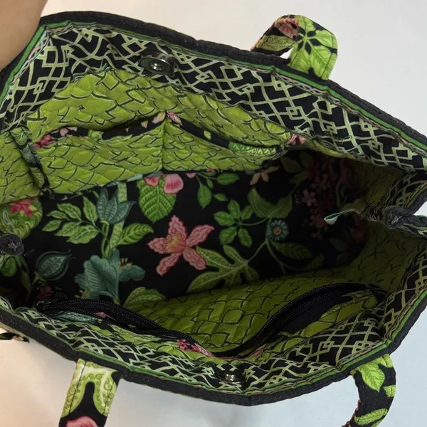 Vera Bradley Black Tote with Pink and Green Floral Pattern - Image 6