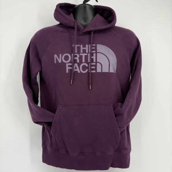 The North Face Womens Hoodie Pullover Purple Logo Graphic Cotton‎ Blend Size S - Image 3