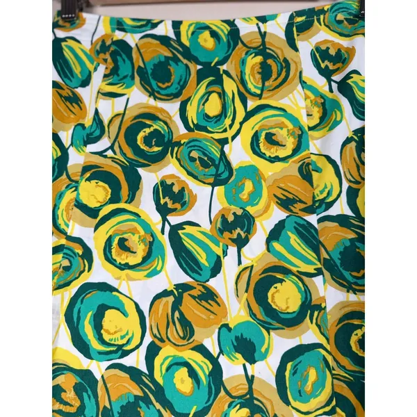 Boden Womens Green Yellow Abstract Floral A-Line‎ Mini Skirt With Pockets Sz 4 - Image 3