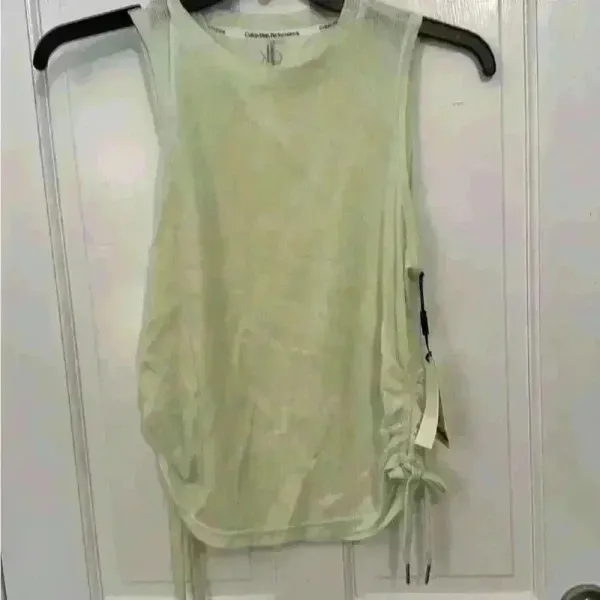 Calvin Klein Performance Mint‎ Green Ruched Sides Thermal Tank NWT - Image 2