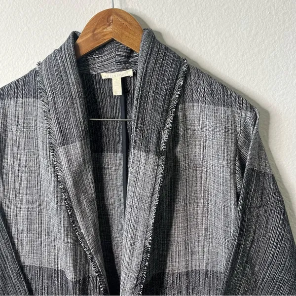 Eileen Fisher‎ Cotton Colorblocked Jacket Shawl Grey Womens Size XXS / XS - Image 4