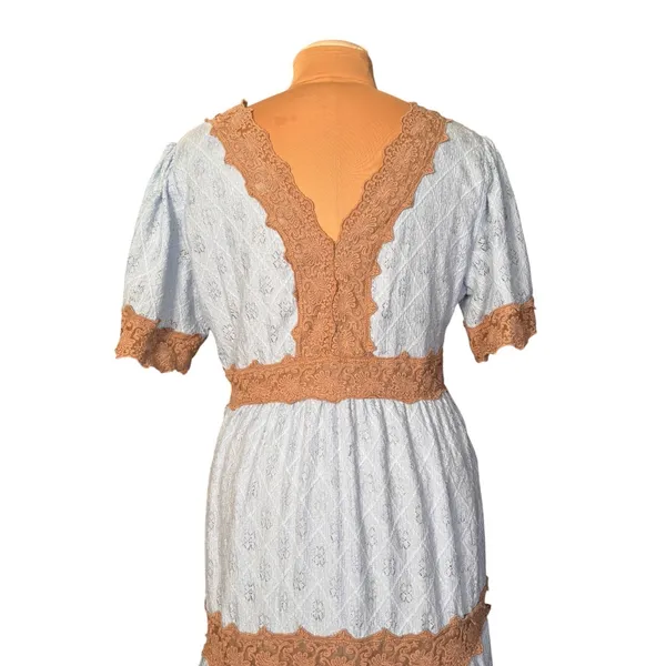 Davi & Dani Blue Lace Trim Tiered Maxi Dress Cottagecore Boho Dress Romantic - Image 10
