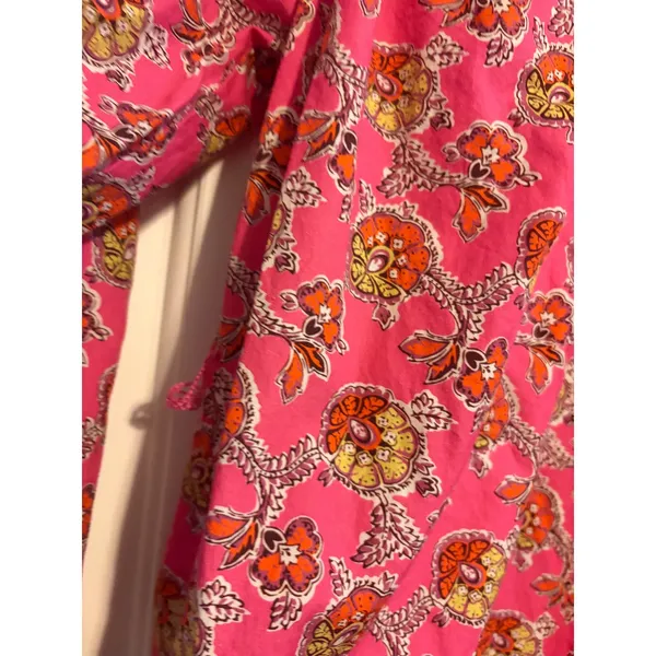 J. Crew Collection Midi Dress Floral Block Print Pink V-Neck‎ Long Sleeve Size S - Image 2