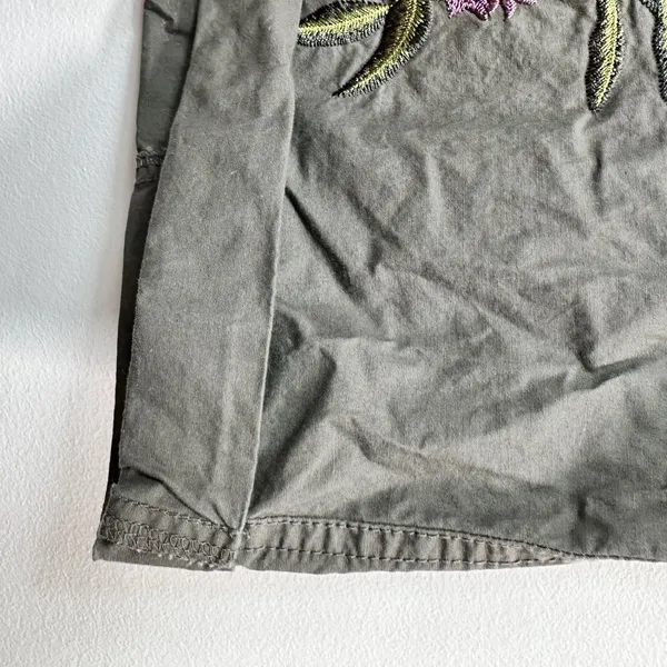 INC International Concepts Olive Green Floral Embroidered‎ Cropped Pants 18 - Image 6