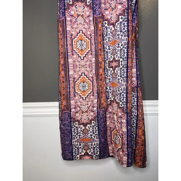 Lucky Brand Dress Womens Medium Multicolor Geometric Trapeze Midi Sundress - Image 3