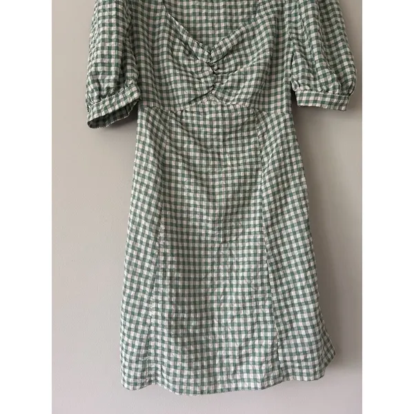 Nobody’s Child Penny Mini Dress In Green Gingham Size 6 Summer Cottagecore - Image 3