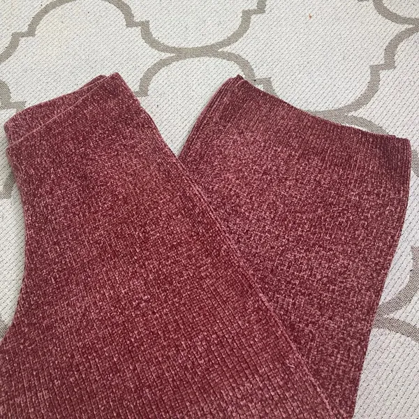 Lulus Comfy Cutie Rusty Rose Chenille Wide Leg Pull On Sweater Pants, Size Small - Image 3