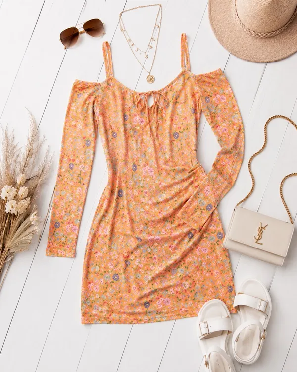Princess Polly Orange Floral Dress Mini - Image 2