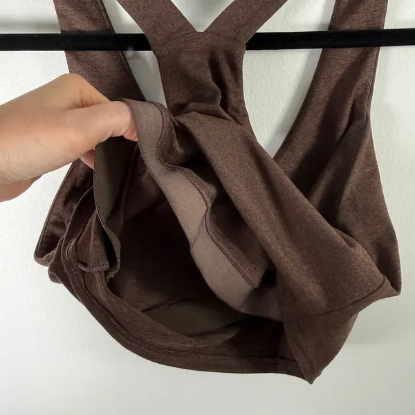 Quince Ultra Soft V-Neck Cropped Tank Heather Espresso‎ Lounge NWOT Womens Small - Image 5