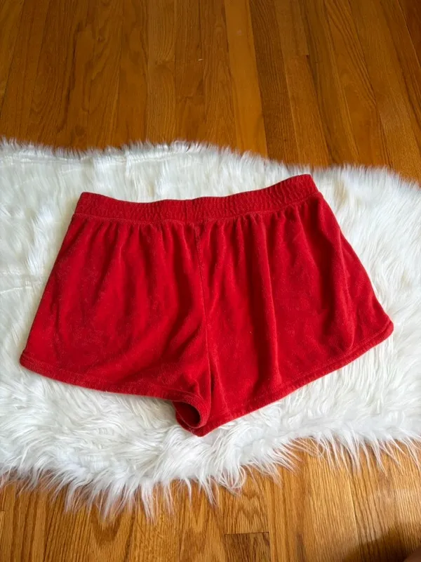 Aerie Offline Red Terry Cloth Shorts Women's Large - Image 2