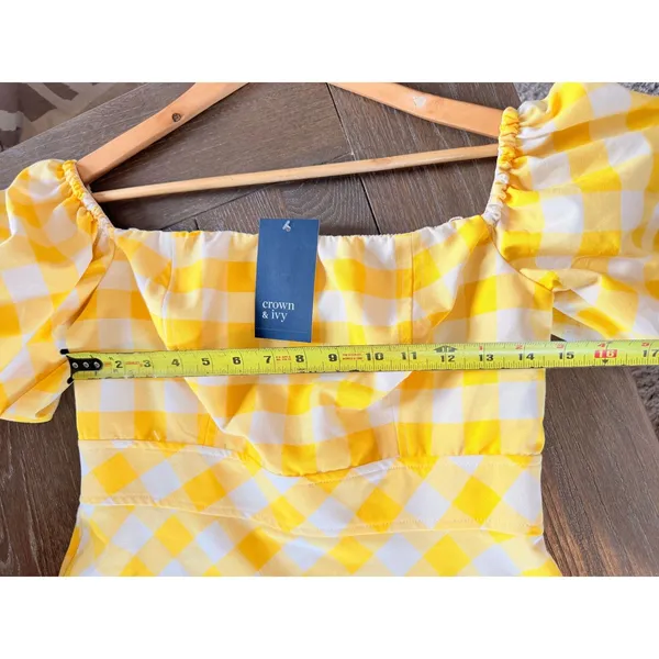 Crown‎ & Ivy Gingham Maxi Dress Womens Yellow Size 8 NWT - Image 7