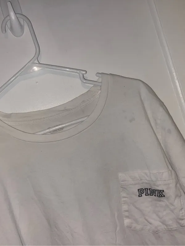 PINK Victoria's Secret White Pocket Tee - Women's Casual Crew Neck - Size XL - Image 4