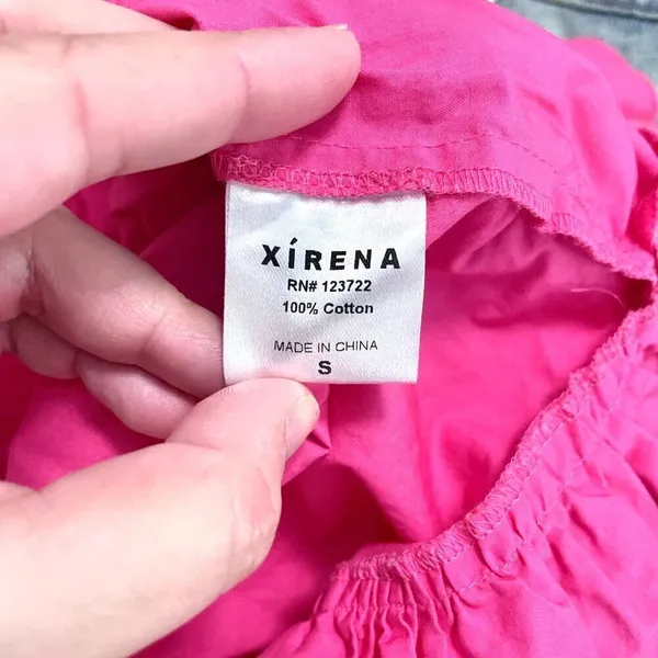 Xirena Nissa Hot Pink Cotton Puff Sleeve Short Sleeve Dress S Romantic Pop Party - Image 4