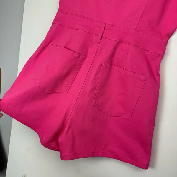 NWT Day + Moon Pink Denim Romper Button Front One Piece Size M - Image 16