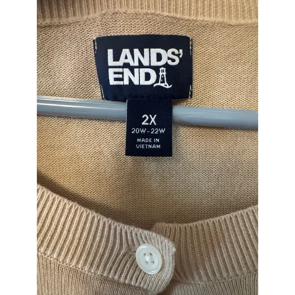 Lands' end tan beige cardigan women's 2XL - Image 2