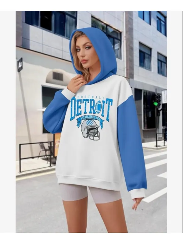 NEW Game Day Detroit Hoodie Football Graphic Pullover Sweatshirt S - Image 5