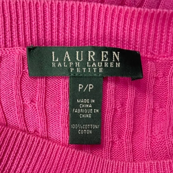 Lauren Ralph Lauren Cotton Long Sleeve‎ Sweater in Pink Size Extra Small or P - Image 3