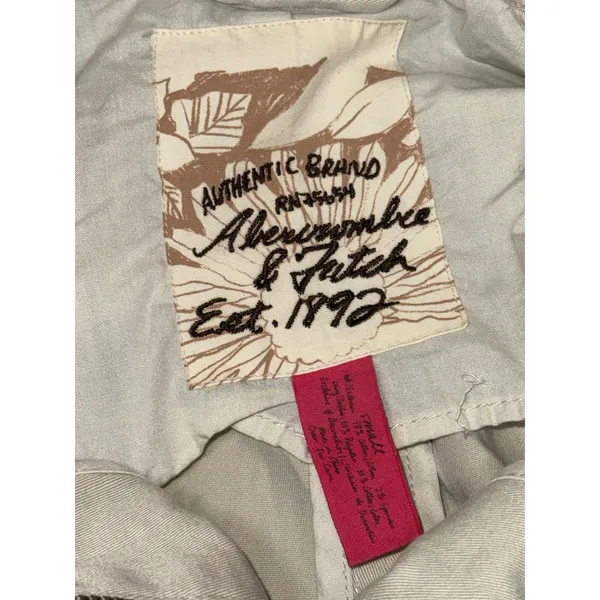 Abercrombie & Fitch Tan Cream Canvas Cotton Utility Bomber Jacket Coat Womens S - Image 3