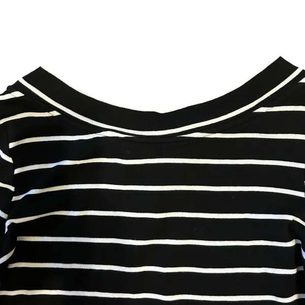 CHICO'S 2 LG Black White Stripe Knots Nautical Print Knit Top Preppy Casual - Image 5