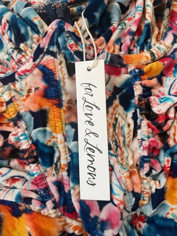 New For Love And Lemons "Brooklyn" Floral Ruched Velvet Mini Dress Xs! - Image 4