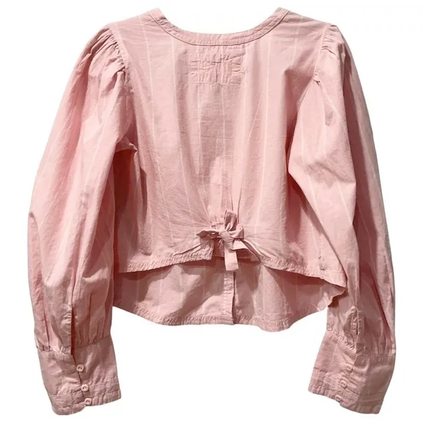 Free People‎ Farmhouse Fresh Baby Pink Slouchy Oversized Cotton Top Small NWT - Image 5