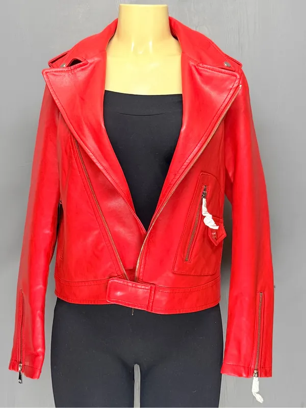 Azalea Wang Red Moto Jacket | Faux Leather Biker Jacket | Women’s Large | NWT - Image 9