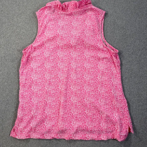 Crown & Ivy Ruffle Collar Sleeveless Blouse Womens Large Pink/White Floral - Image 8