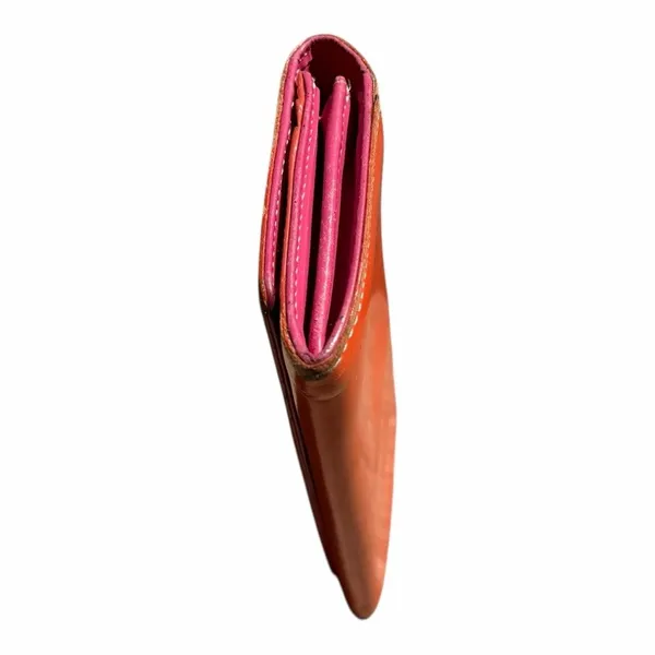 Kate Spade New York Continental Wallet Orange Hot Pink Leather Colorblock - Image 4