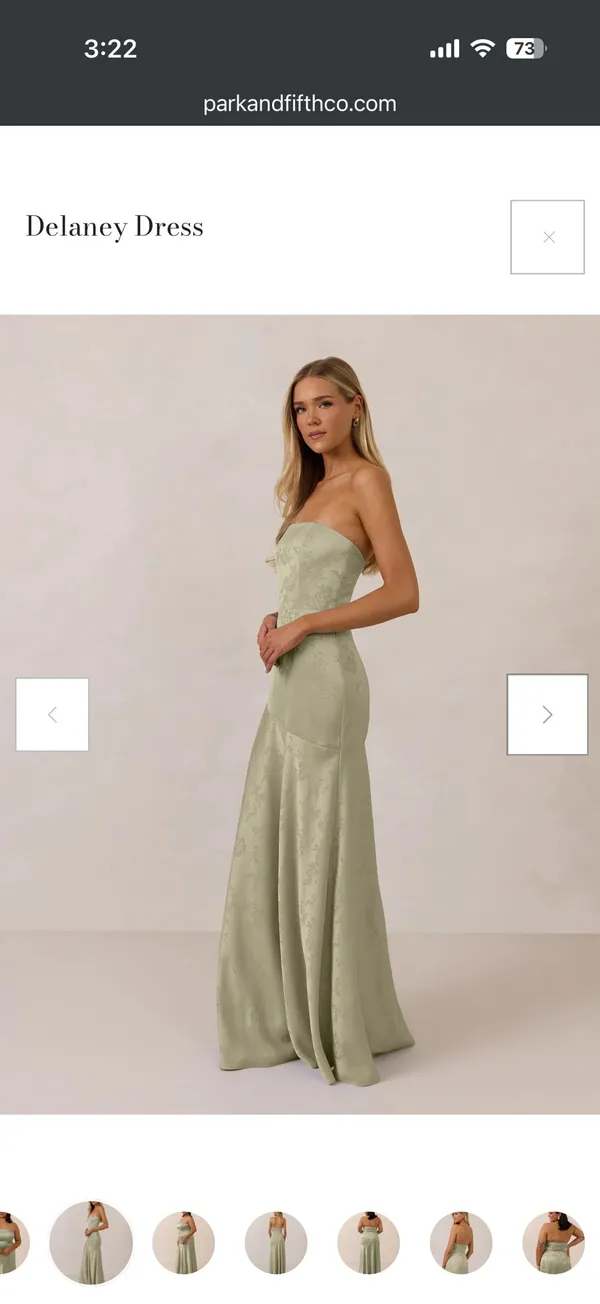 Park & Fifth Delaney Dress True Sage Jacquard Green Bridesmaid Gown XXS - Image 4