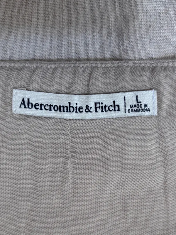 Abercrombie & Fitch Knotted Linen Mini Skirt Beige L Minimalist Coastal Neutral - Image 11