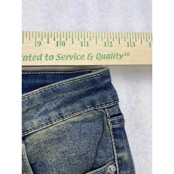 Ashley Mason‎ Flare Jeans Womens 1/25 Blue Rhinestone Embellished Y2K - Image 3