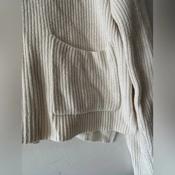 Madewell Bright‎ Ivory Knit Patch Pocket Pullover Sweater J8782 - Image 4