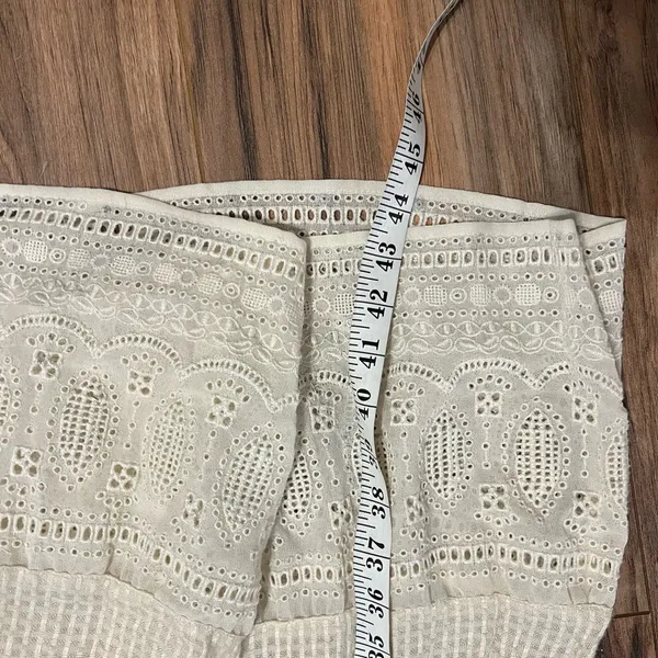 Free People Gemma Eyelet Lace Midi Dress XS Cream Cottage Core Prairie Romantic - Image 15