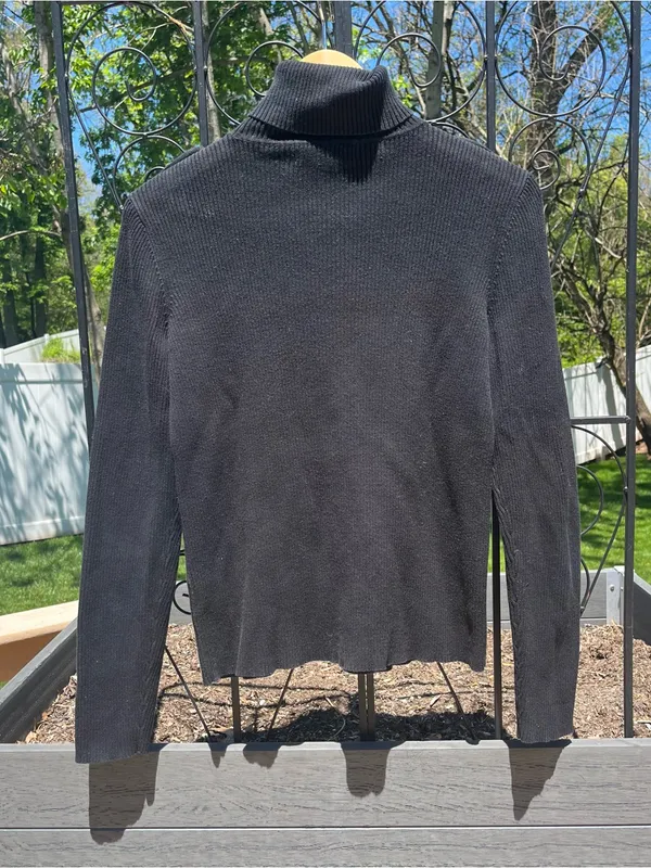 Lauren Ralph Lauren Women’s 100% Cotton Slim Rib Knit Turtleneck Sweater Size M - Image 4