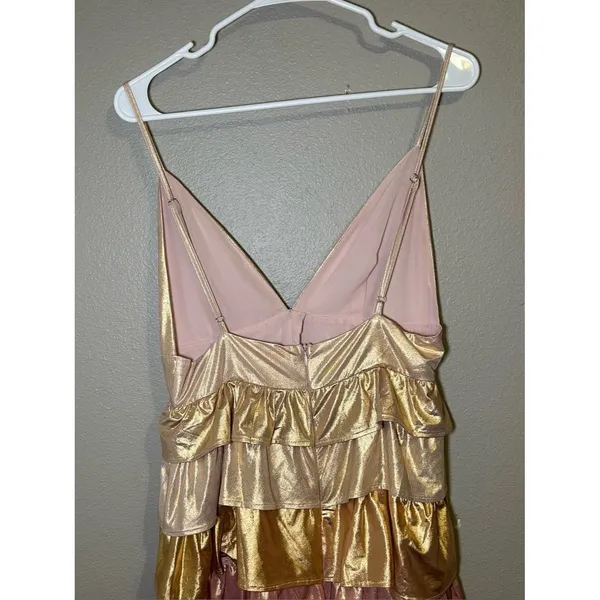 Storia Colorful Metallic Tiered Ruffle Party Mini Dress Women’s Size Large - Image 7