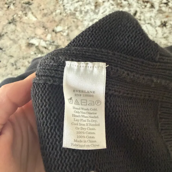Everlane Black Cotton Open Front Cardigan Sweater Size Large - Image 5