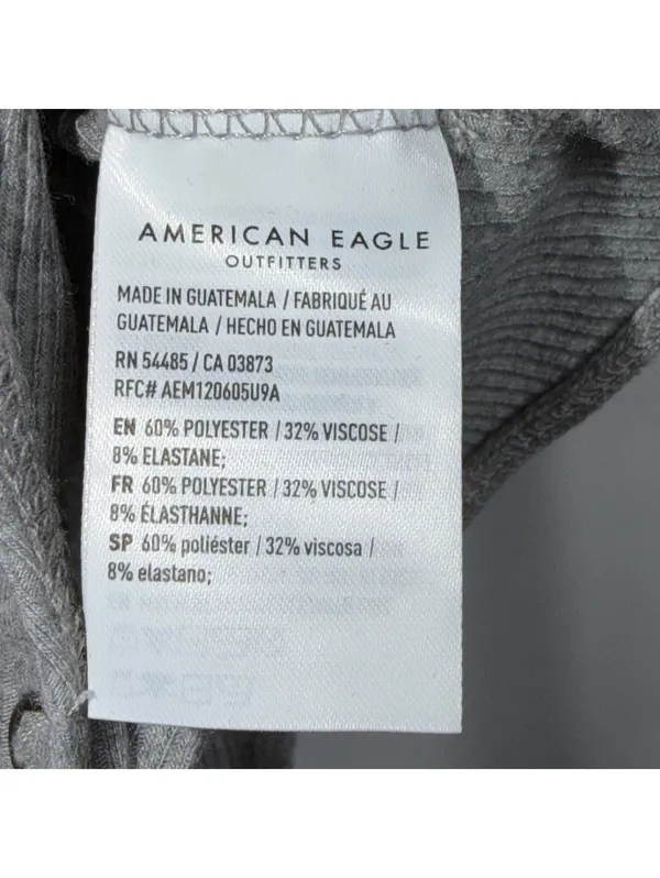 American Eagle Small Gray Ribbed Henley Bodysuit Long Sleeve - Image 6
