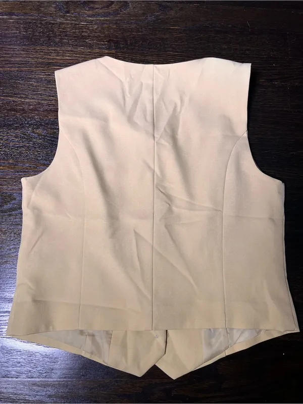 NWT Primark Cares Butter Yellow Tailored Waistcoat Vest Top Button Front Medium - Image 6