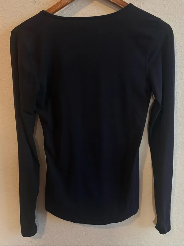 Lululemon Faux Wrap Ruched Top Black Long Sleeve Size 4 - Image 2